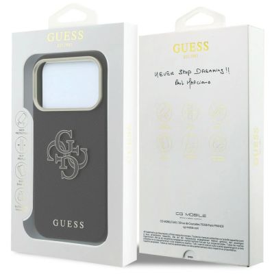 8. Etui Guess Grained & Big Resin Logo na iPhone 18 Pro Max / 17 Pro Max - czarne