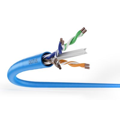 16. Digitus Kabel instalacyjny kat.6A, U/UTP, Dca, AWG 23/1, LSOH, 500m, niebieski, szpula
