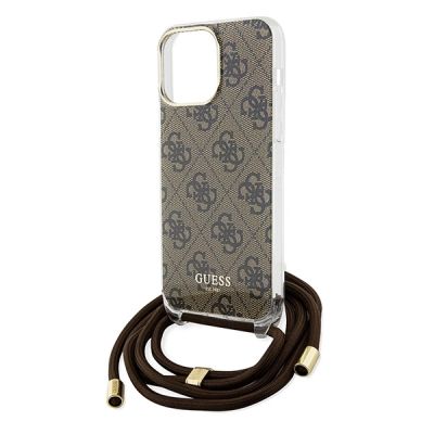 5. Etui Guess Crossbody Cord 4G Print na iPhone 15 Pro Max - brązowe