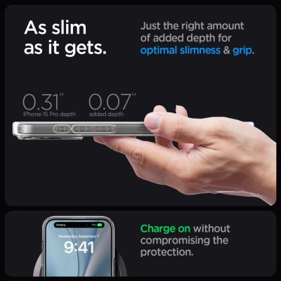 14. Etui Spigen Ultra Hybrid Mag z MagSafe na iPhone 15 Pro - szare
