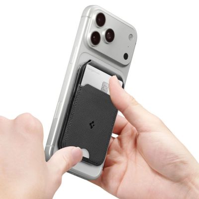 15. Magnetyczny portfel Spigen Slim Fold Tripod Wallet S314-2 MagSafe na telefon - czarny