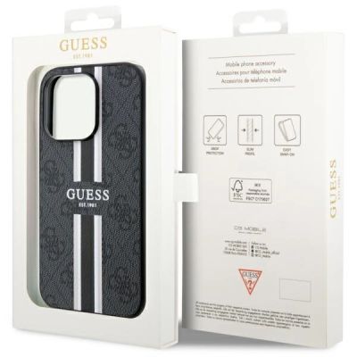 8. Etui Guess 4G Printed Stripes MagSafe na iPhone 14 Pro - czarne