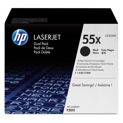 6. HP 55X zestaw 2 oryginalnych wkładów z czarnym tonerem LaserJet XL
