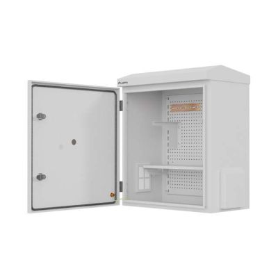 29. Lanberg WAH1-4250-00S szafa Rack wisząca 10" hermetyczna IP55 do montażu na ścianie/słupie 420x300x500 szara (złożona)