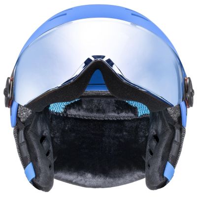 3. Kask narciarski dziecięcy UVEX Rocket jr. Visor blue matt