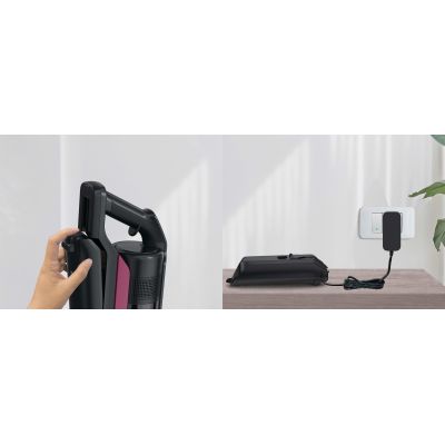 39. Hoover HF610HX 011 Pionowy odkurzacz Bateria Suchy EPA Bez worka 0,7 l 650 W Purpurowy 4 Ah