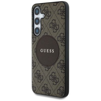 2. Etui Guess 4G Round Patch Classic Logo MagSafe do Samsung Galaxy S25 brązowy