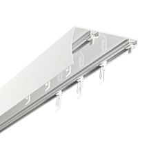 SZYNA SUFITOWA Z OSŁONĄ SZREOKI ROZSTAW MIĘDZY TORAMI 102 MM ŚLIZGI Z AGRAFKAMI 150 CM ALUMINIOWA BIAŁA PODWÓJNA KOWALSKI