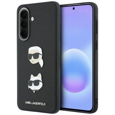 Etui Karl Lagerfeld w/ Karl&Choupette Heads Pins&Logo na Samsung Galaxy A37 5G - czarne