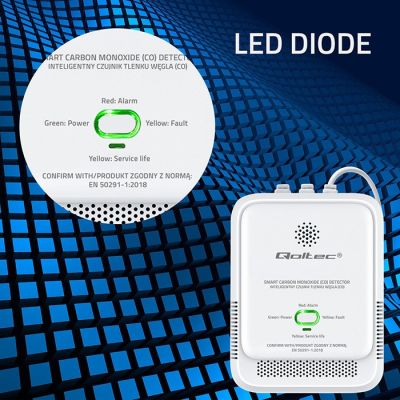 4. QOLTEC CZUJNIK TLENKU WĘGLA (CZADU) | DETEKTOR CO | ALARM 85DB LED