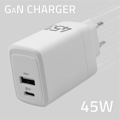 3. QOLTEC ŁADOWARKA 45W GAN | 5-20V | 1.5-3A | 1XUSB-C PD | 1XUSB QC 3.0 | BIAŁA