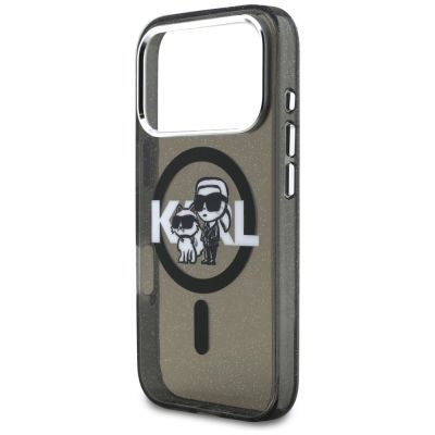 6. Etui Karl Lagerfeld IML Glitter Karl & Choupette Sketch Logo MagSafe na iPhone 17 Pro - czarne