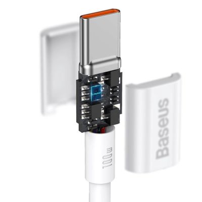 8. Kabel Baseus CATYS-C02 USB-C - USB-C PD QC FCP 100W 5A 2m - biały
