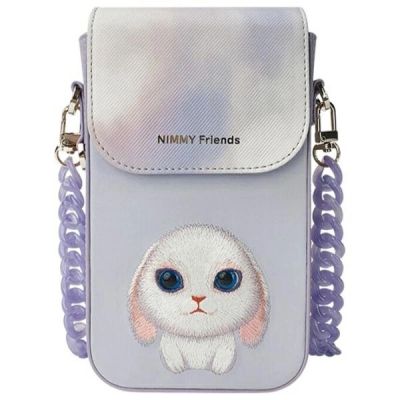 2. Zestaw Nimmy Big Eyed Pet 2.0 Rabbit 3w1 torebka na telefon + portfel + etui na lokalizator - fioletowy