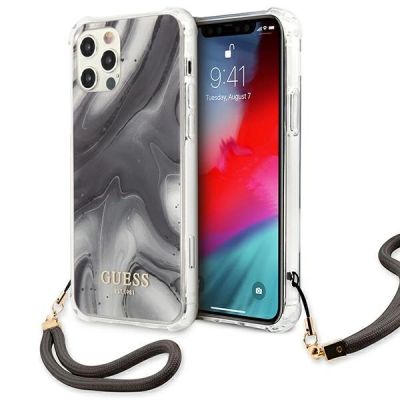 Etui Guess Marble Collection na iPhone 12 Pro Max - szare