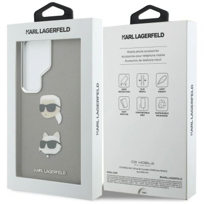 8. Etui Karl Lagerfeld Saffiano Double Heads Metal na Samsung Galaxy S26 Ultra - srebrne