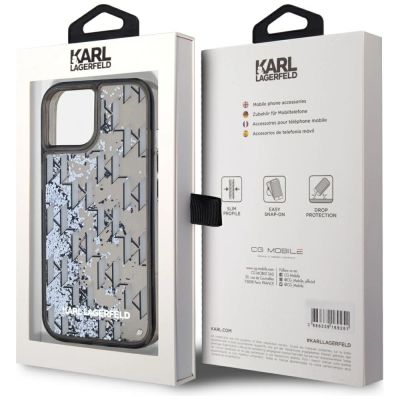 8. Etui Karl Lagerfeld Liquide Glitter Monogram Gradient na iPhone 15 - czarne