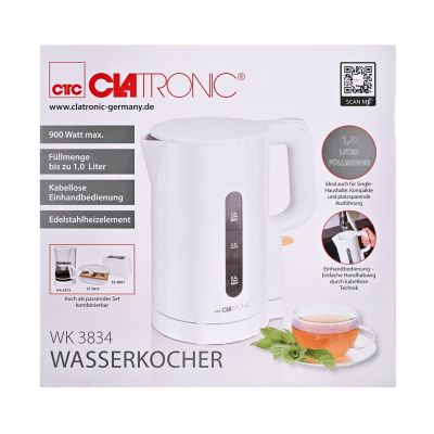 4. Czajnik elektryczny 1L WK 3834 CLATRONIC biały