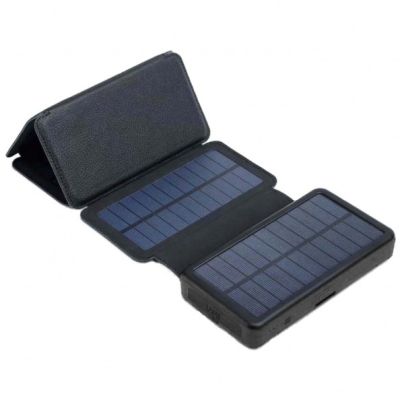 4. POWERNEED SKŁADANY PANEL SOLARNY Z POWER BANKIEM PV 9W 20000MAH LI-POLY 2X USB 2A CZARNY ES20000B