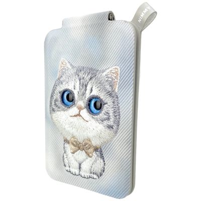 2. Portfel Magnetyczny Nimmy New Big-Eye Cute Pets 2.0 Cat ze stojakiem na telefon - szary