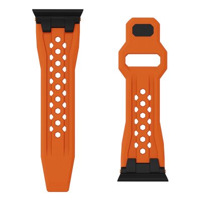 7. UAG Monarch - pasek FKM do Apple Watch series 4-6 & SE 1-3, 44mm / series 7-9, 45mm / series 10-11, 46mm / Ultra 1-3, 49mm (orange / black titanium)