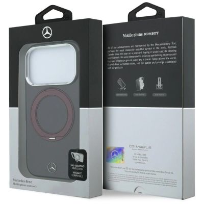 8. Etui Mercedes Ring Stand Iconic Logo MagSafe na iPhone 18 Pro / 17 Pro - burgundowe