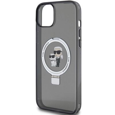 6. Etui Karl Lagerfeld Ring Stand Karl&Choupettte MagSafe do iPhone 15 - czarne