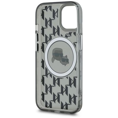 7. Etui Karl Lagerfeld IML Monogram Karl & Choupette Head MagSafe na iPhone 15 - czarne