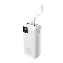 Powerbank Wozinsky W8-W 30000mAh 30W 2x USB-A i USB-C z latarką - biały