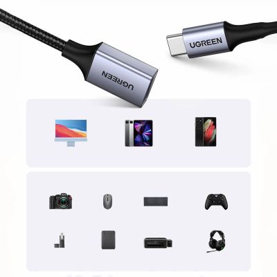 16. Ugreen kabel adapter przejściówka OTG USB-C (męski) - USB-A (żeński) 5Gb/s 0.15m czarny (US378)