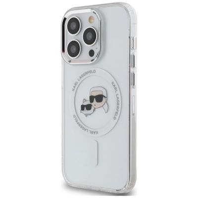 2. Etui Karl Lagerfeld IML Metal Karl & Choupette Head MagSafe na iPhone 14 Pro - białe