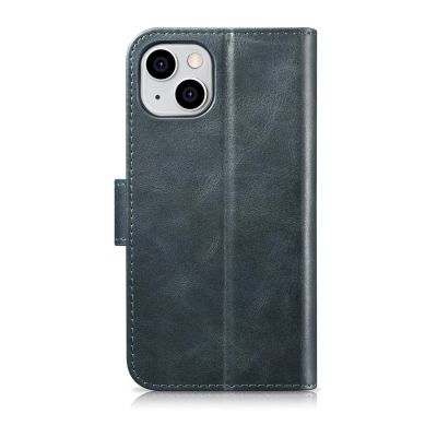 2. iCarer Oil Wax Wallet Case 2in1 etui iPhone 14 Plus skórzany pokrowiec z klapką Anti-RFID niebieski (WMI14220723-BU)