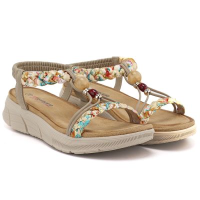 4. Sandały damskie na koturnie beżowe Artiker 58C0001