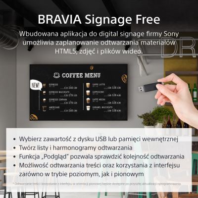 5. Sony FW-43EZ20L signage display Płaski panel Digital Signage 109,2 cm (43") LED Wi-Fi 350 cd/m2 4K Ultra HD Czarny Android 16/7
