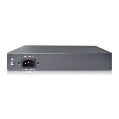 16. Przełącznik sieciowy niezarządzalny 19" 8x RJ45 10/100 Mb/s, 2x FastEthernet uplink, PoE+ 120W budżet