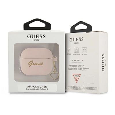 3. Etui Guess Silicone Charm Heart Collection na AirPods 3 - różowe