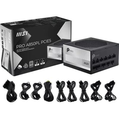4. Zasilacz MSI PRO A850PL PCIE5 850W 120mm 80plus Platinum aPFC
