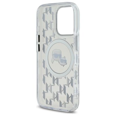 7. Etui Karl Lagerfeld IML Monogram Karl & Choupette Head MagSafe na iPhone 16 Pro - przezroczyste