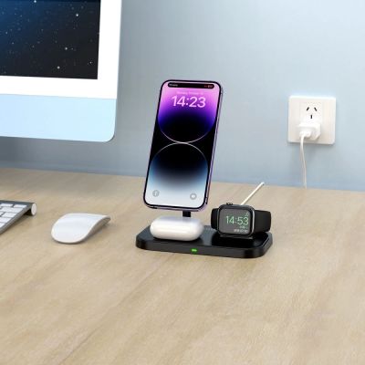 6. Ładowarka Tech-Protect QI15W-A22 indukcyjna MagSafe ze stojakiem 3w1 MagSafe na smartfon / Apple Watch / AirPods - czarna