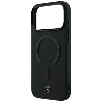 6. Etui Mercedes Leather 3D MagSafe do iPhone 18 Pro / 17 Pro - czarne