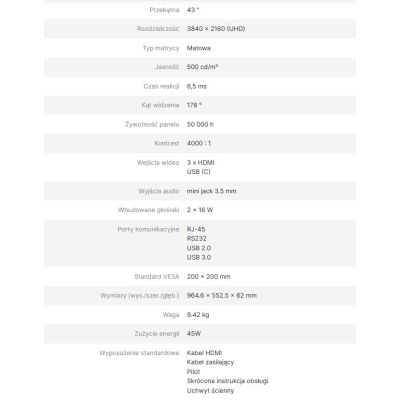 6. AVTEK MONITOR INFORMACYJNY DS2 43"
