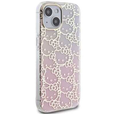 4. Etui Hello Kitty IML Gradient Electrop Crowded Kitty Head na iPhone 15 - różowe