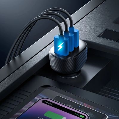 13. Ładowarka samochodowa Joyroom JR-CCD03 3.4A z wyświetlaczem 3x USB-A - czarna