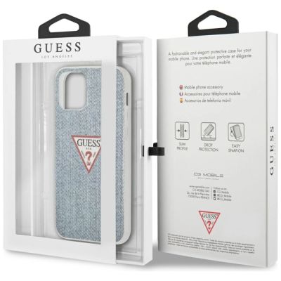 8. Etui Guess Jeans Collection na iPhone 12 mini - niebieskie