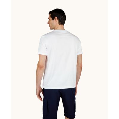 2. Paul&Shark T-shirt bawełniany męski biało-złoty 99311008-10E - klasyczny krój, logo