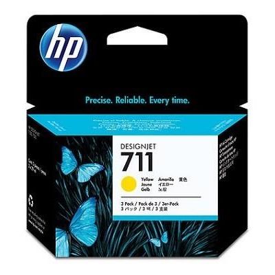 3. HP Zestaw 3 sztuk żółtych wkładów atramentowych 711 DesignJet 29 ml