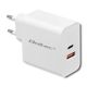 QOLTEC ŁADOWARKA SIECIOWA 63W | 5-20V | 1.5-3A | USB TYP C PD | USB QC 3.0 | BIAŁA