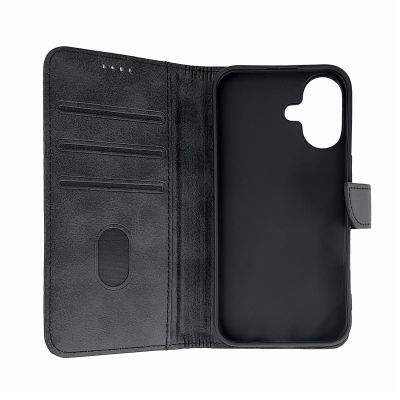3. Etui Leather Book Case na iPhone 16 - czarne