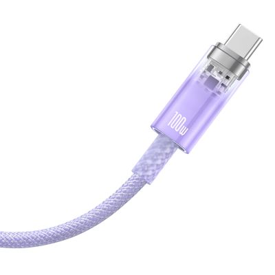 3. Kabel Baseus Explorer 100W USB-A - USB-C z inteligentnym czujnikiem temperatury 1m - fioletowy