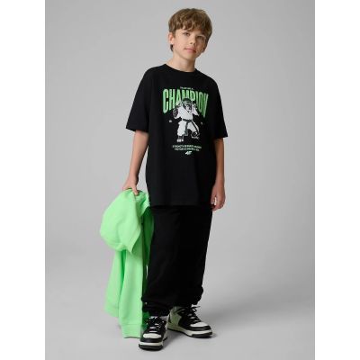2. T-shirt loose z nadrukiem chłopięcy 4F 4FJRSS26TTSHM3831-20S